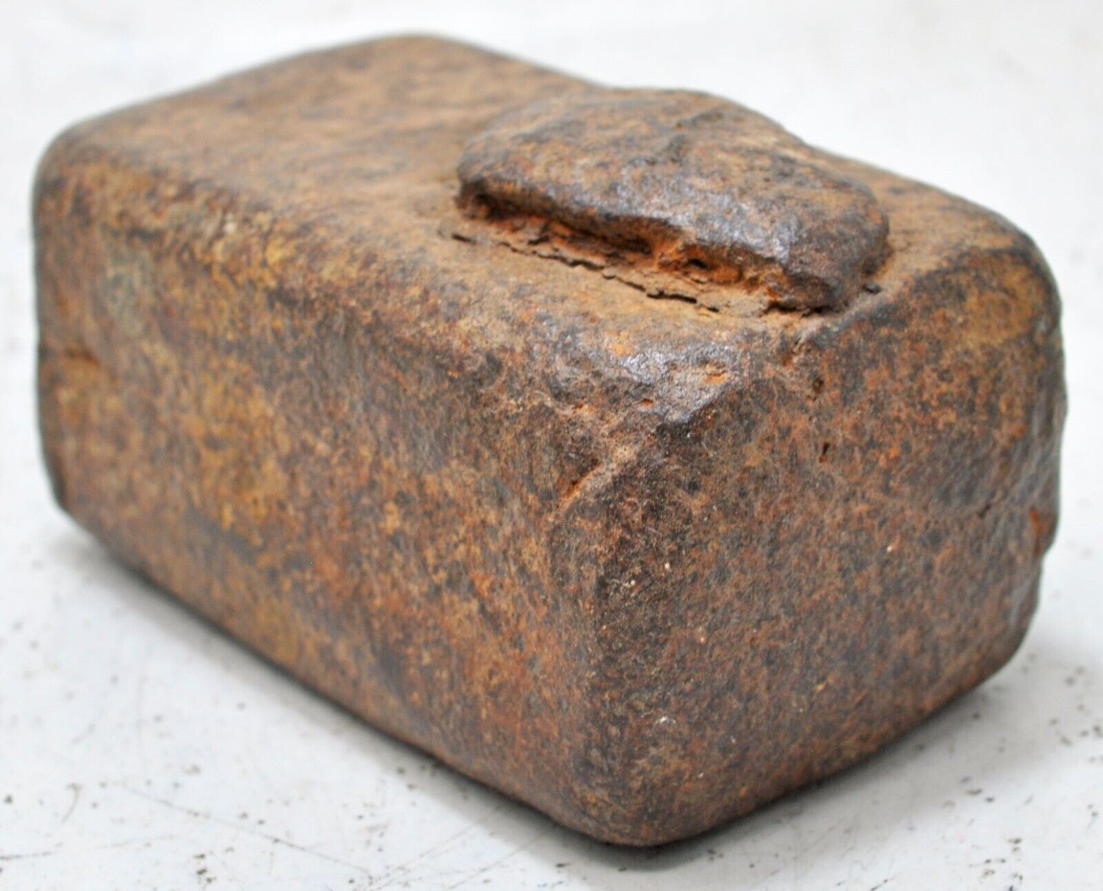 Antique Iron Mercantile Measuring Weight Original Old Hand Crafted Brass Mark
