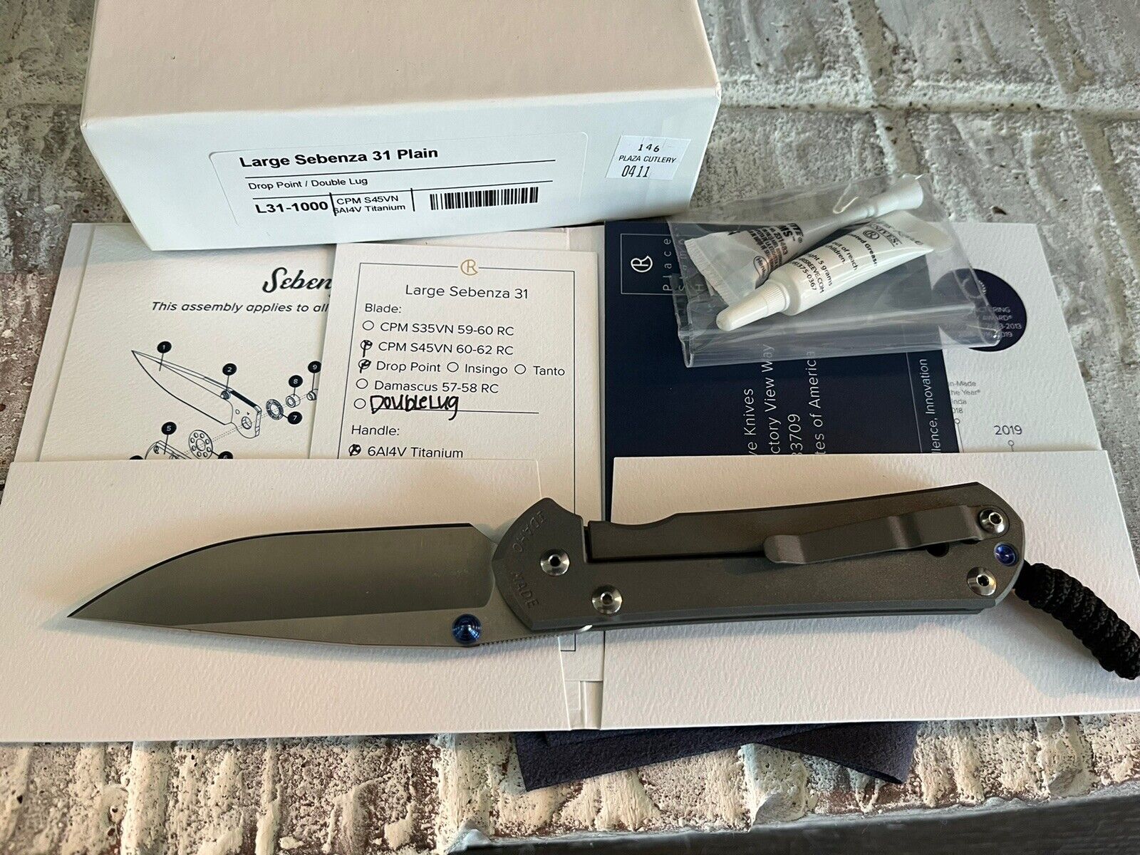 Chris Reeve Knives large Sebenza 31 Double Lug Cpm S45VN