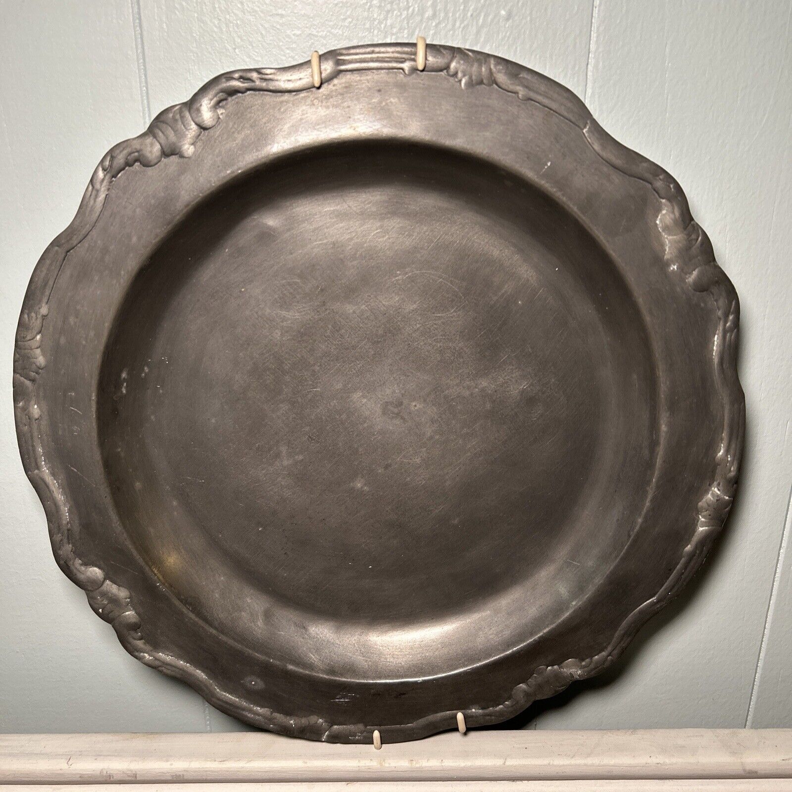 Vintage Etain Fin Garanti Pewter Plate and Wall Hanging w/Sticker