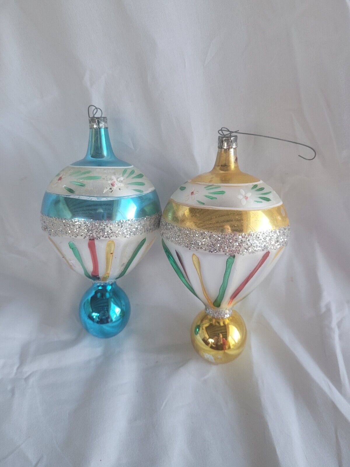 Unique Vintage Blue and Gold Holiday Ornaments