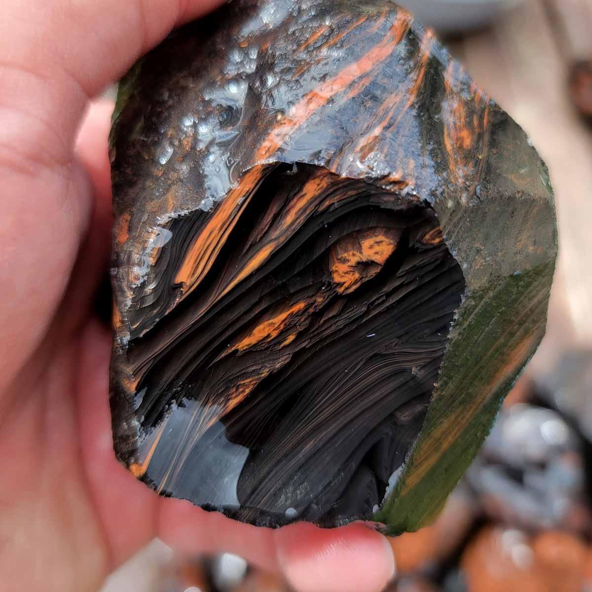 B Grade Tri-Flow Obsidian Rough Old Stock Lapidary Wholesale