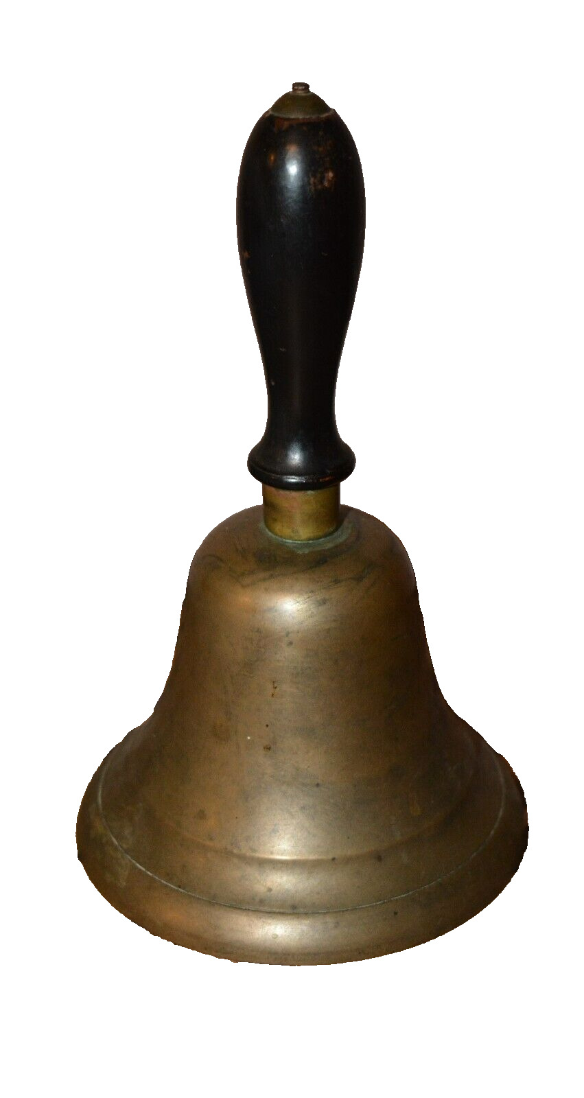 Antique Brass Hand Held Bell, School Bell, Wooden Handle