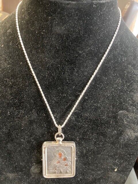 Wonderful Rare Vintage Russian Sterling Icon Necklace From Film Collection
