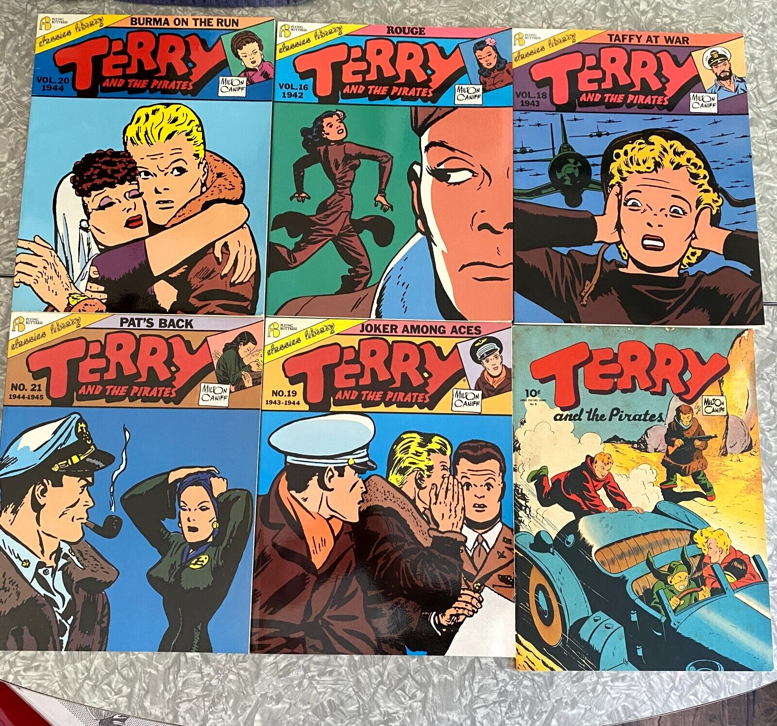 6x Terry & The Pirates Comic Lot Flying Buttress 16 18 19 20 21 + 6 1983 Reprint