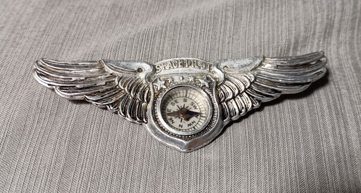 Vintage 1950\'s Space Pilot Pin Wings Compass Rare