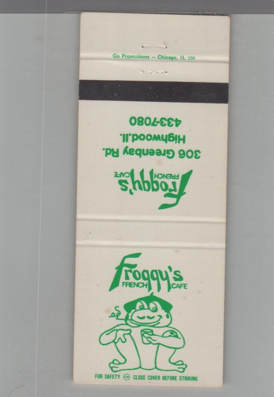 Matchbook Cover Froggy\'s French Cafe Highwood, IL