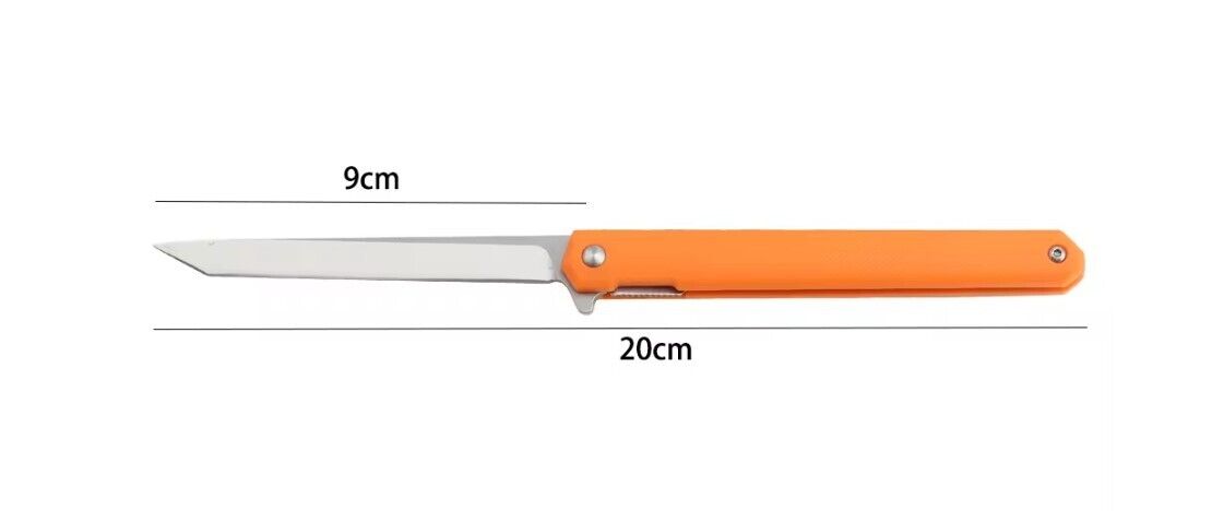 Long Blade Rubber Handle Folding Pocket Knife (ORANGE)