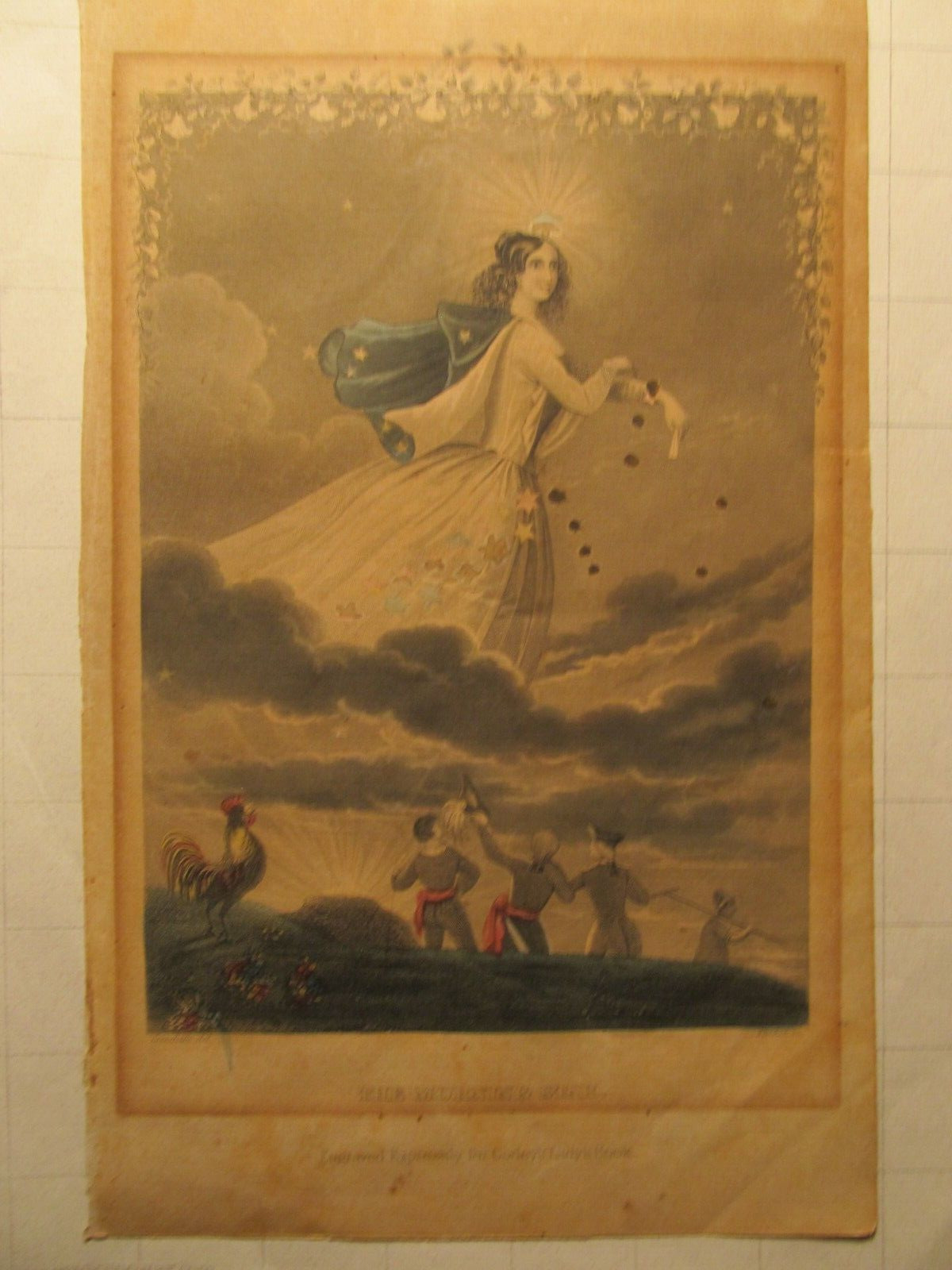 Antique Hand-tinted Engraving_The Morning Star_Godey's Lady's Book_ca 1850