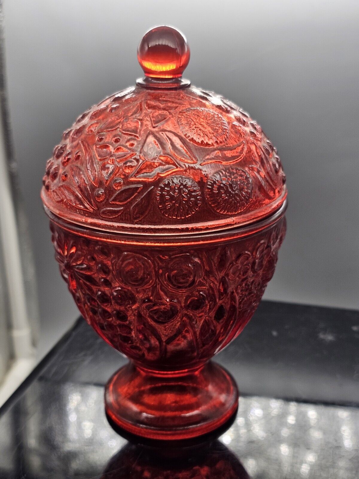 Avon Red Covered Compote Dish Candle Holder