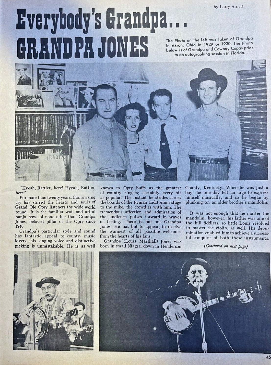 1968 Country Performer Grandpa Jones