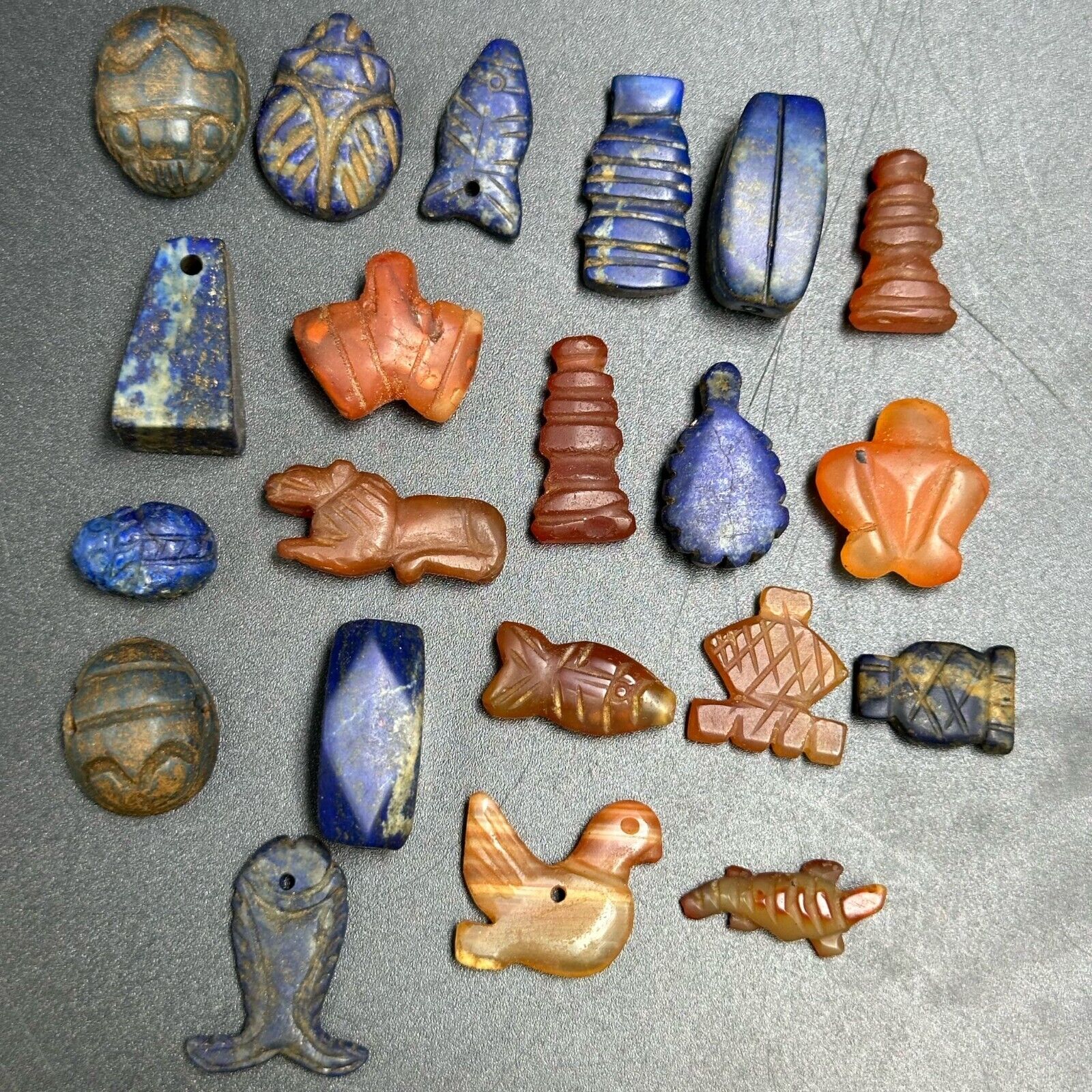 100 AD Ancient lot of 21 pcs Roman carved mixed  Animal & birds amulets