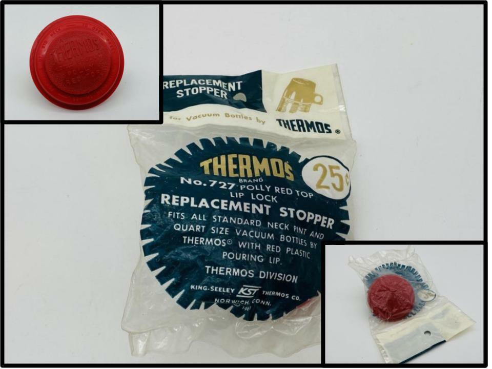 VTG 1961 NOS Genuine Thermos Vacuum Bottle Polly RED Top REPLACEMENT Stopper 727