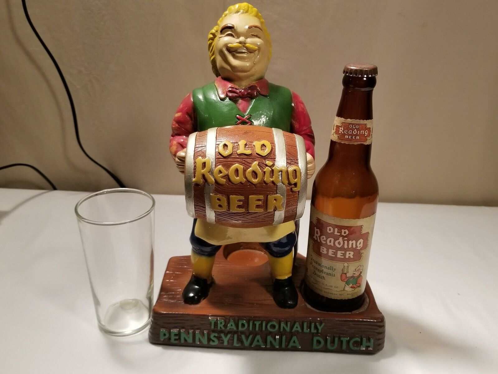 Vtg 1940\'S Old Reading Beer Pennsylvania Dutch Statue Chalk Man Advert Display