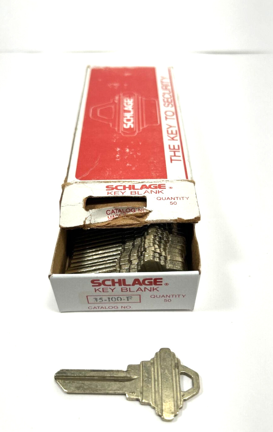 Schlage 35-100F Box of 50 Blank Keys Locksmith Inventory