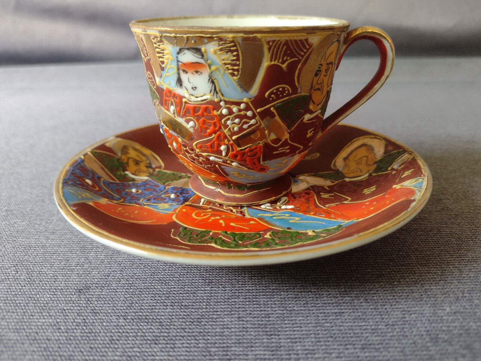 Vintage Mini Tea Cup & Saucer Japaneses Royalty Hand Painted