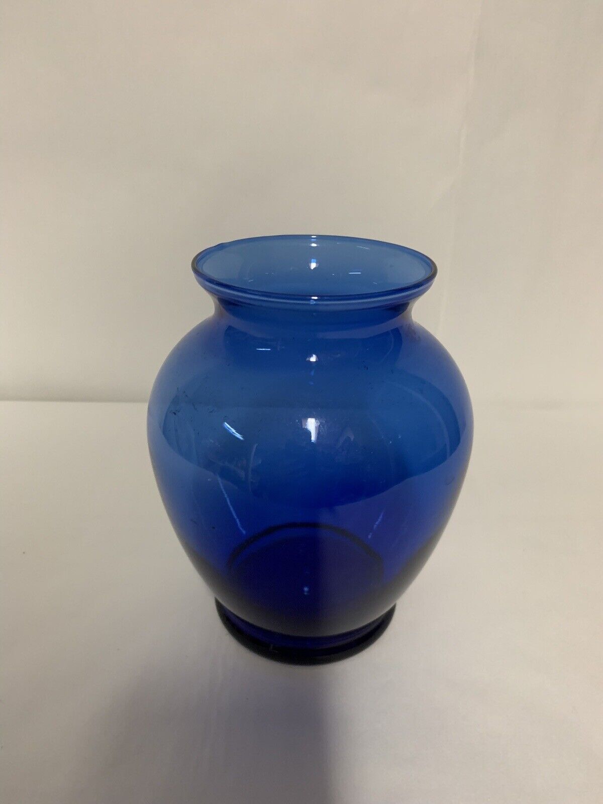 Vintage Glass Cobalt Blue  Bulb Vase Flared Rim