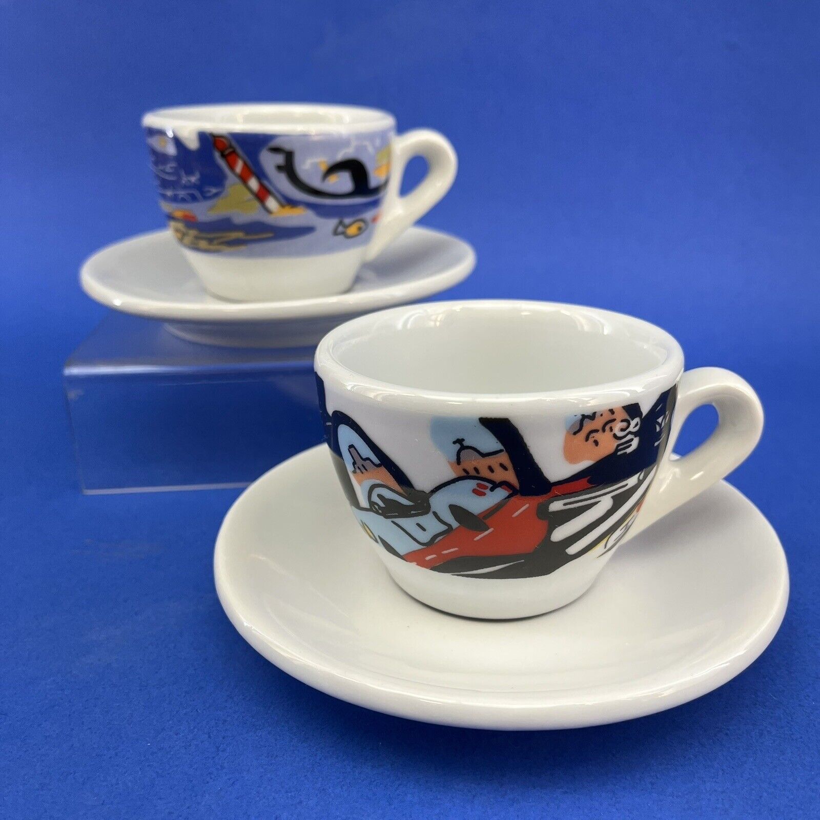 D’ancap Pair Of Venice Rome Porcelain Cappuccino Cup￼ Saucer Italy ￼Coffee