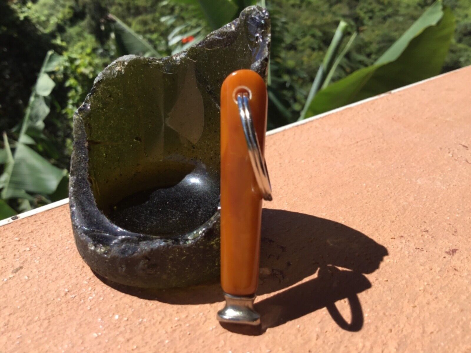 Vintage Caramel Swirl Bakelite Mini Tobacco Pipe Tamper Keychain