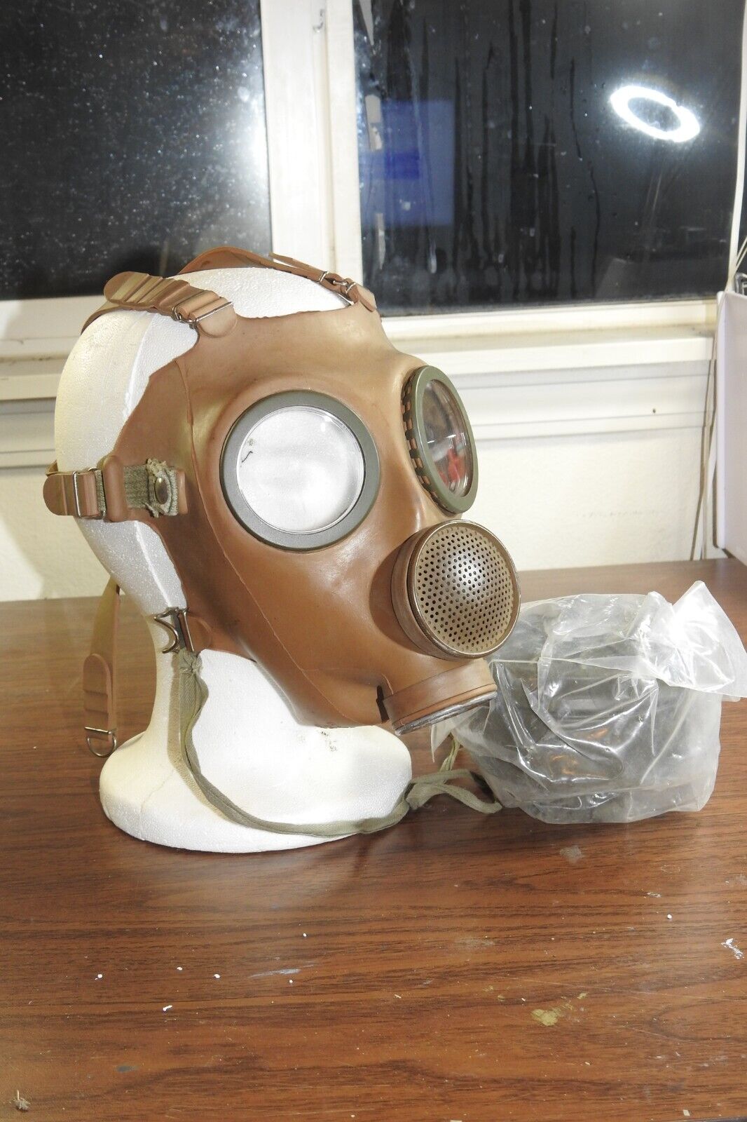 Gas Mask and Filter, Unknown Origin, Collectible  Great for Display