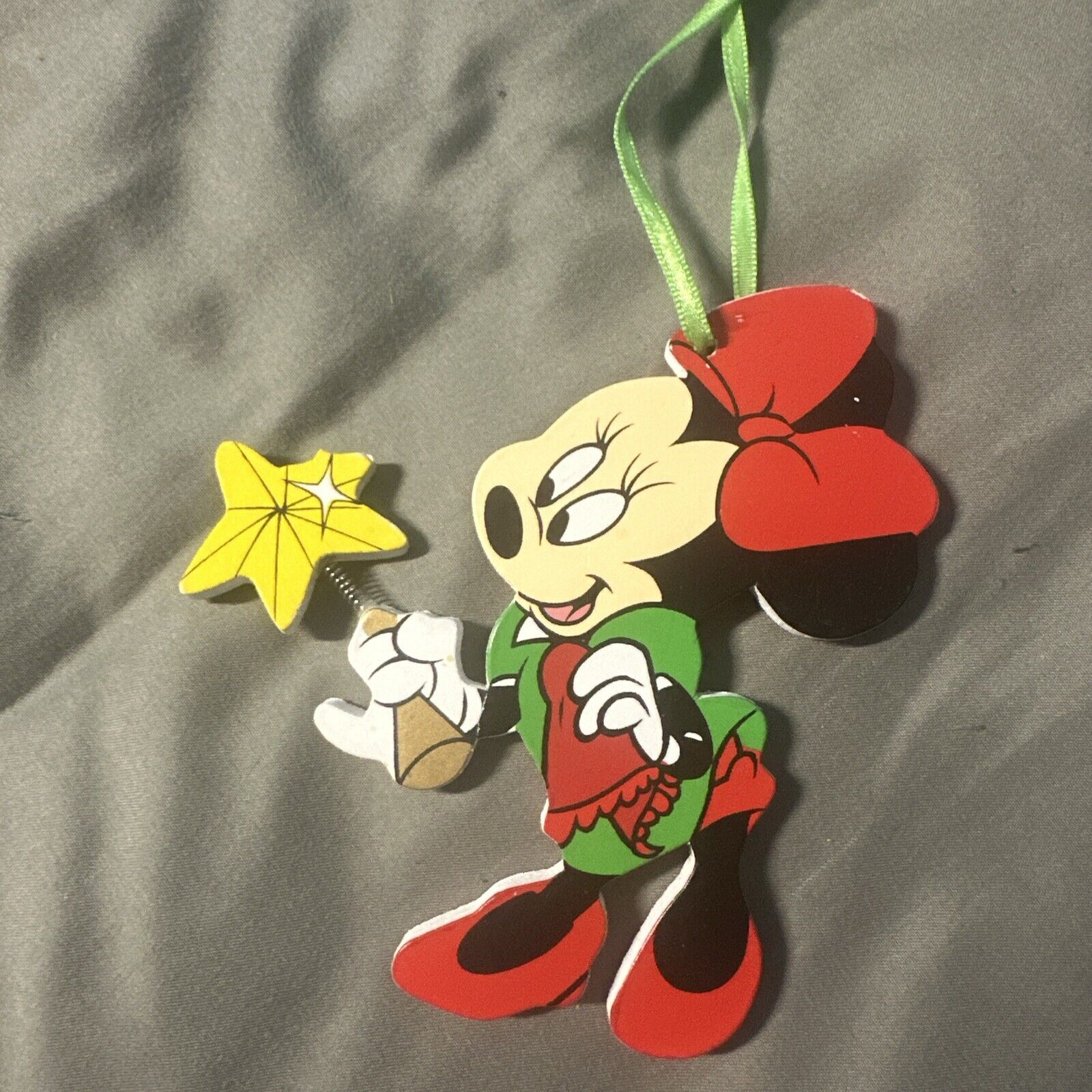 Vintage Wooden Disney Minnie Mouse Cut Out Christmas Ornament Kurt Adler