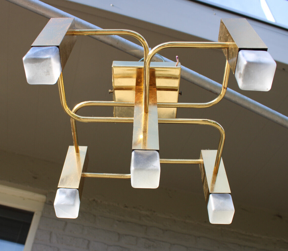 Hollywood regency sciolari for BOULANGER 5 tube chandelier flush mount lamp