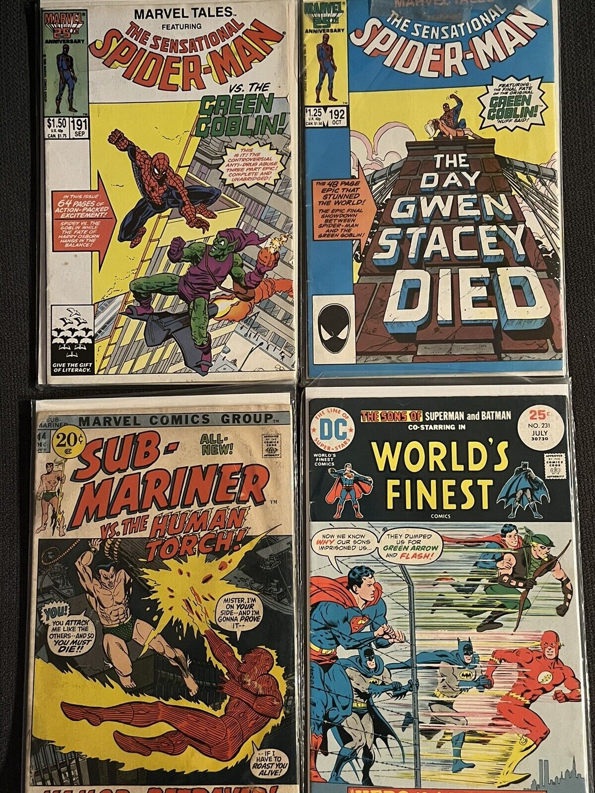 Lot Of 8 Rare Vintage Comic Books, 1970s-90s, Spider-Man, Human Torch, X-Men