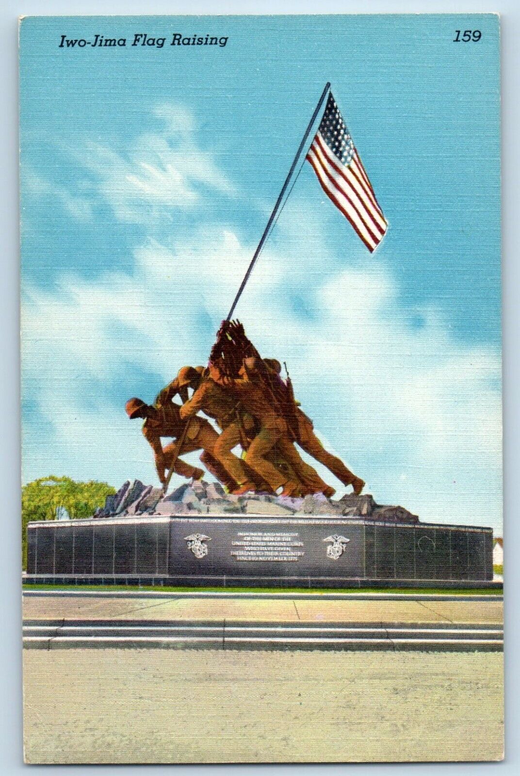 WWII Postcard Iwo Jima Flag Raising Statue c1940's Vintage Unposted