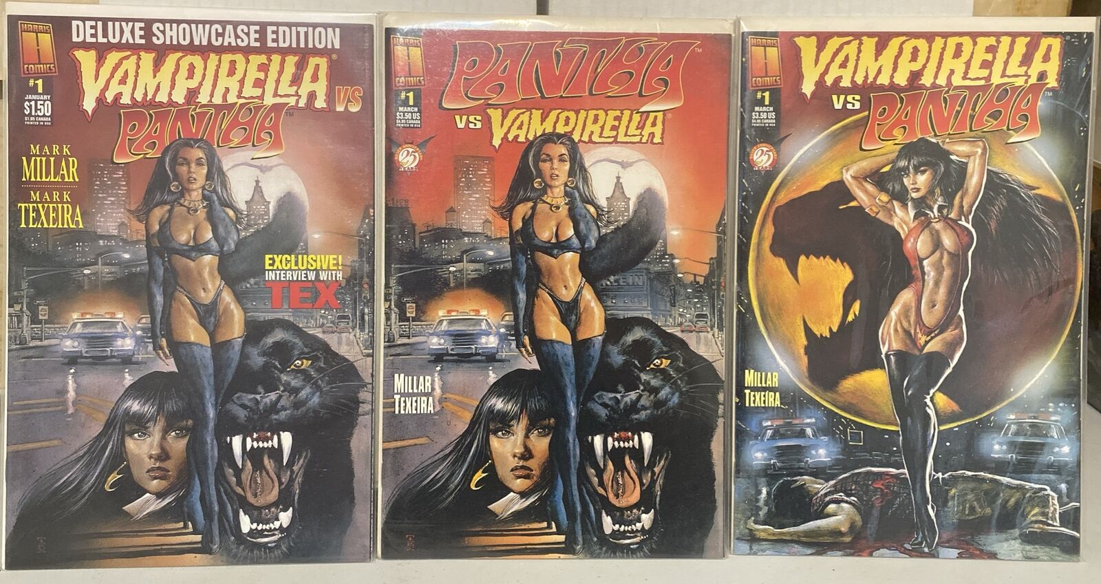 Vampirella vs Pantha #1 Two Covers Showcase Set Lot 1995 Harris Comics NM