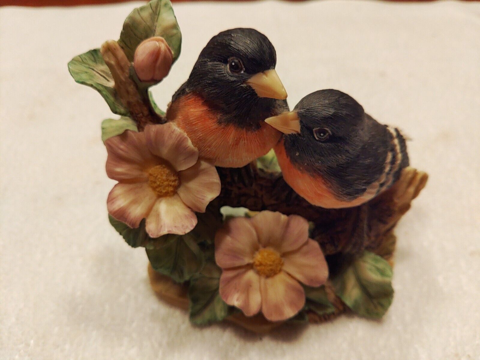 Two Birds On A Branch Cast Resin Figurine Shelf Decor