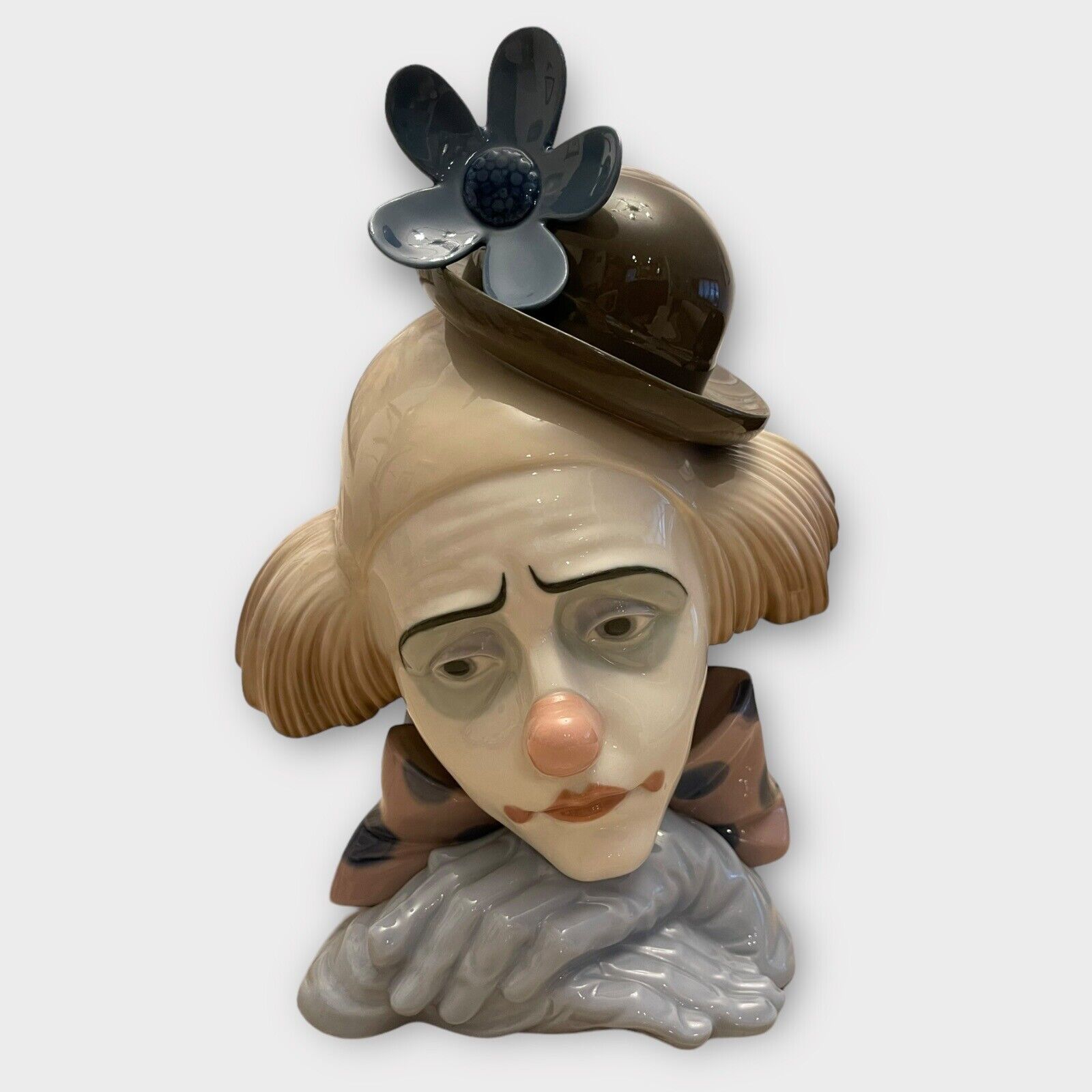 Vintage Lladro Pensive Clown Figurine Jester Head Bust 1981 Porcelain Spain#5130