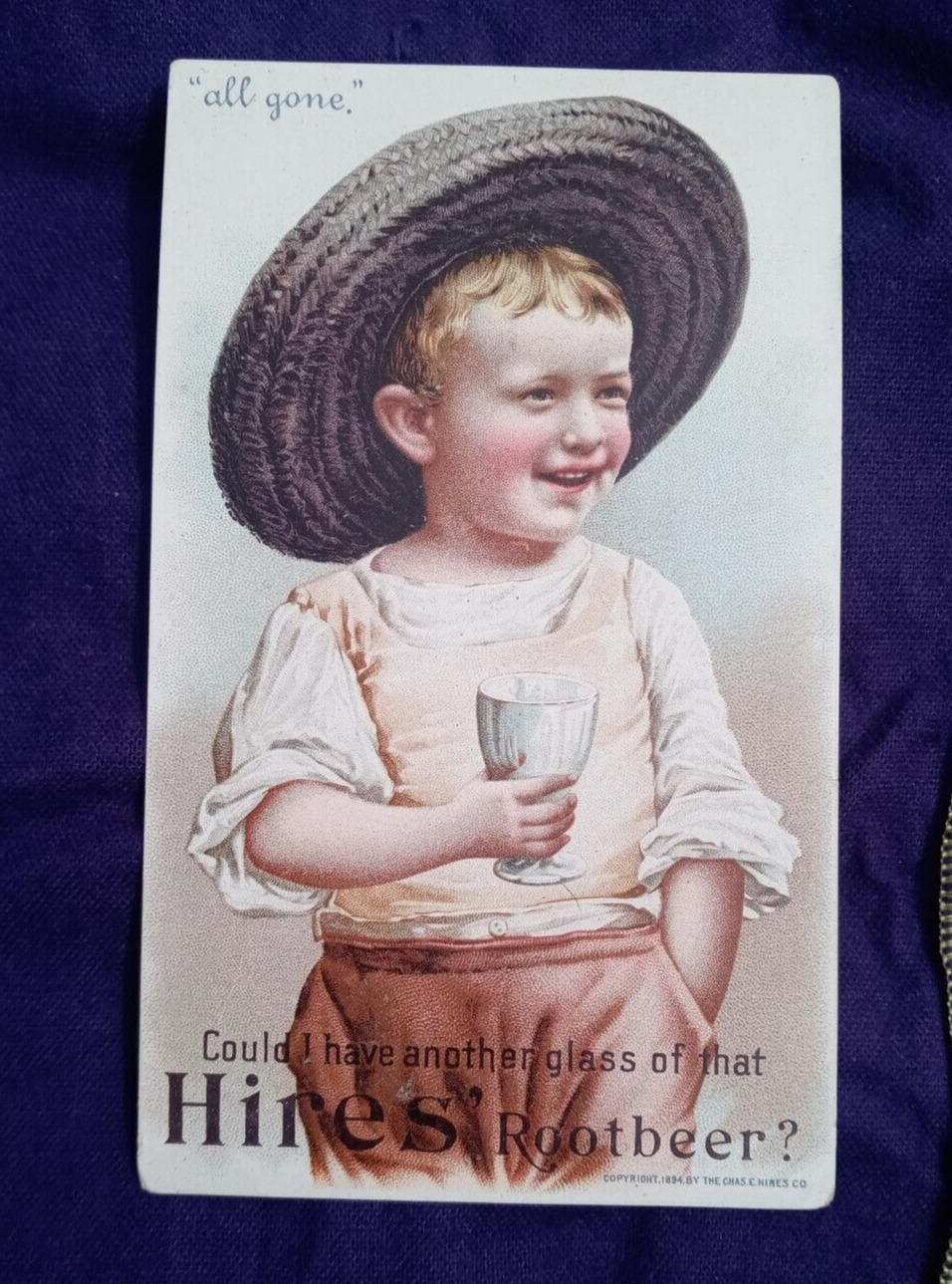 Vintage 1894 Antique Hires Root Beer Soda Advertising Trade Card Wilkes Barre PA