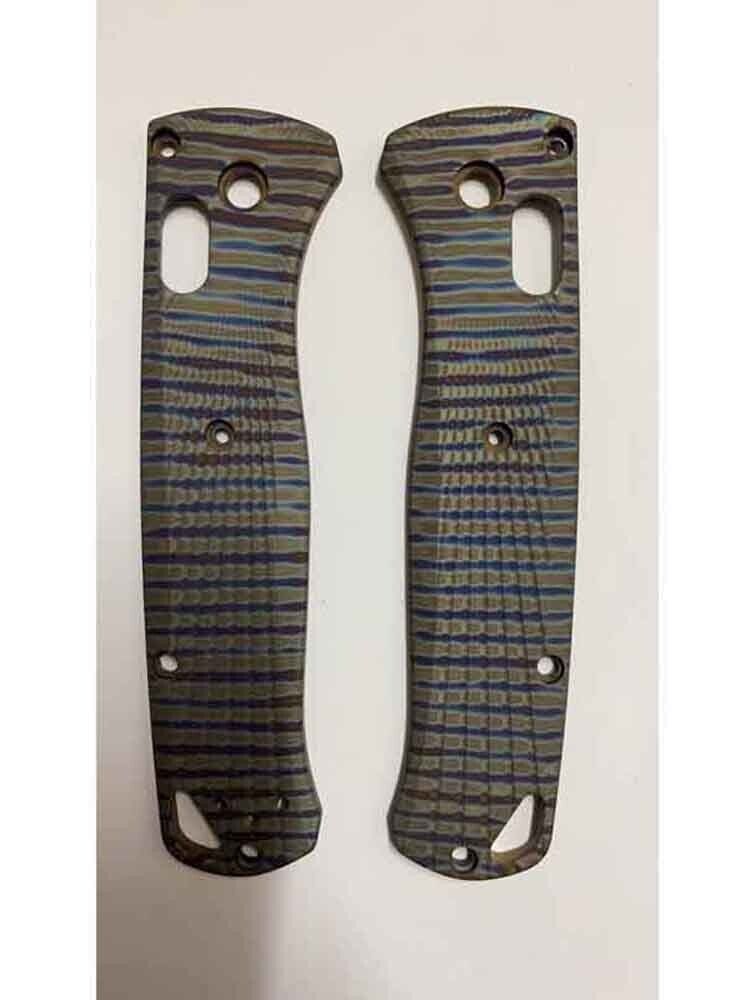 1 Pair Tiger Pattern Roasted Titanium Handle Scales for Benchmade Bugout 535