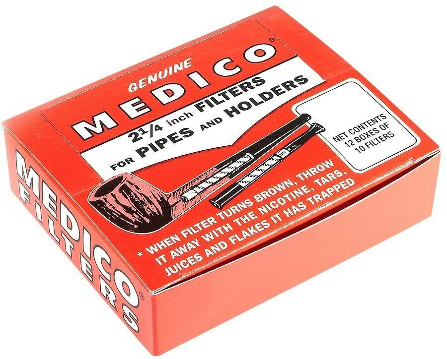 12 Pk Genuine Medico Missouri Meerschaum Corncob Pipe 6mm Filters - 1001