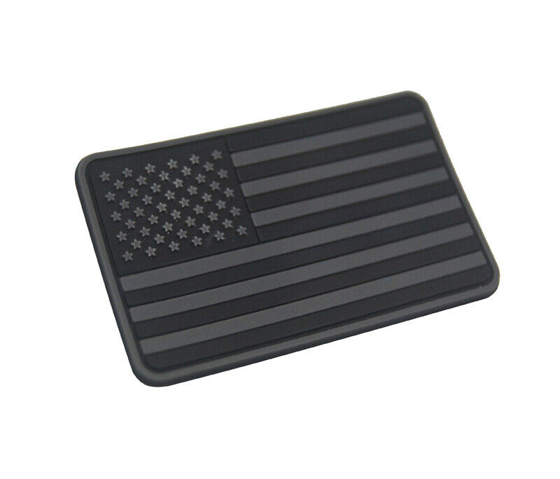 3D PVC USA FLAG AMERICAN TACTICAL RUBBER HOOK LOOP PATCH DARK OPS GRAY BADGE