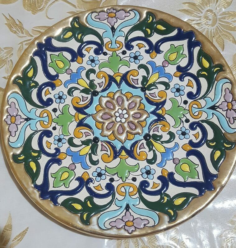 Plate ceramics Sevilla porcelain decor Enriched with 24kt gold - Rare home decor