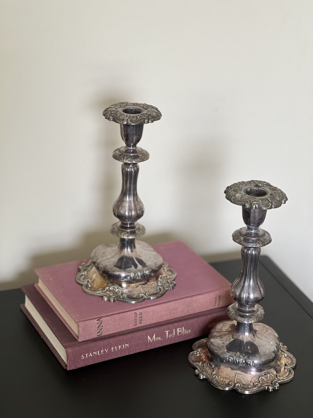 Set Of 2 Antique Silverplate Candlesticks, made by GM Co, England