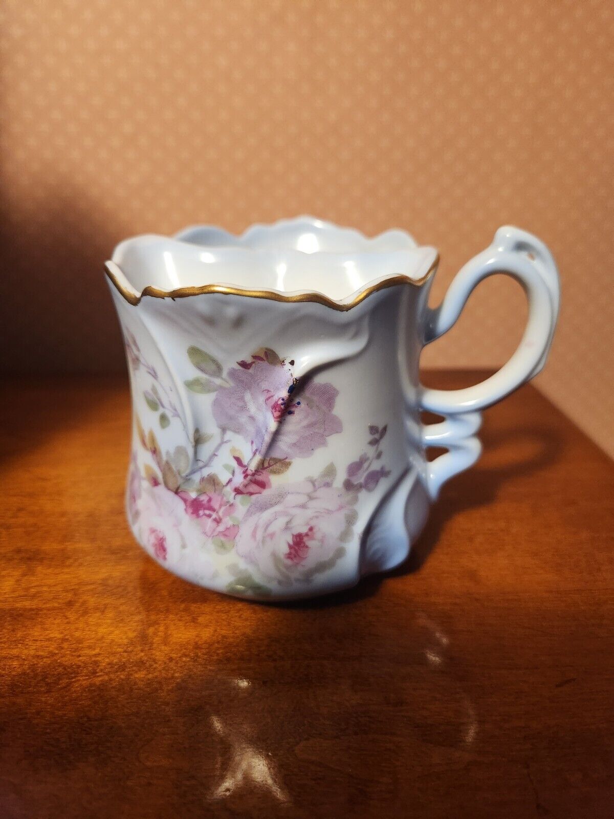 Victorian Nippon Shaving Mug Cup Hand Painted Floral Porcelain 