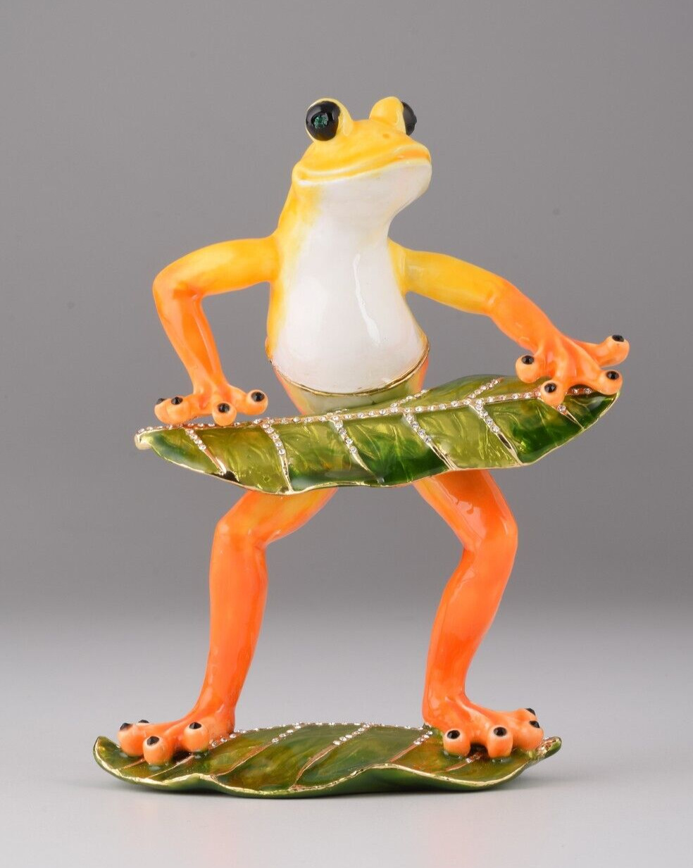 Keren Kopal Frog playing Piano trinket box by  Austrian Crystal  Faberge
