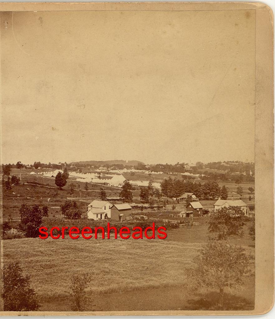 1877 RARE Bennington Vermont Centennial STEREOVIEW PHOTO Birds Eye View WORMELL