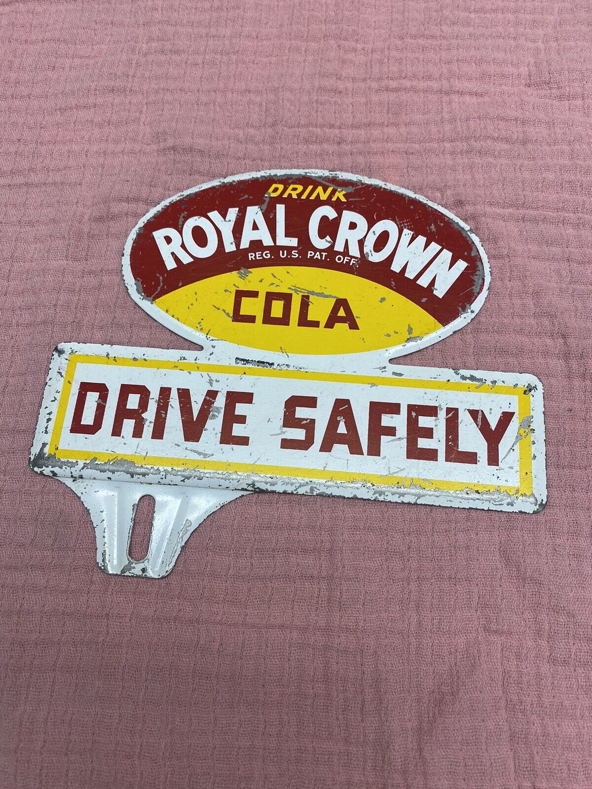 Vintage Original Royal Crown Cola License Plate Topper