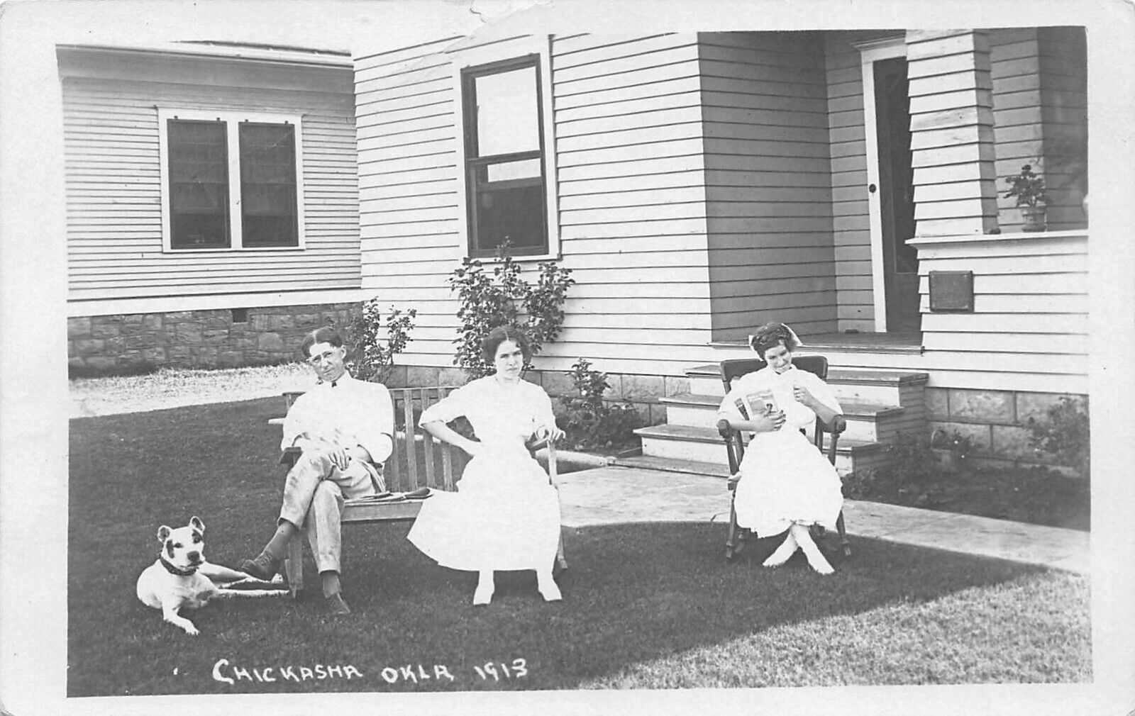 RPPC Chickasha Oklahoma Dr & Mrs. Leeds and Sister 1913 Photo Postcard
