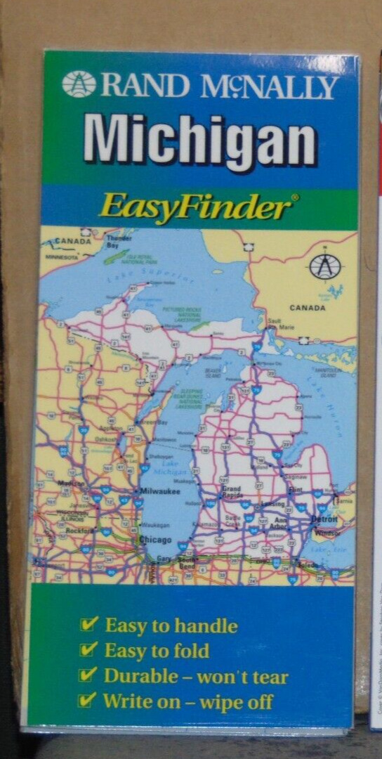 1999 Rand McNally Laminated Street Map of Michigan