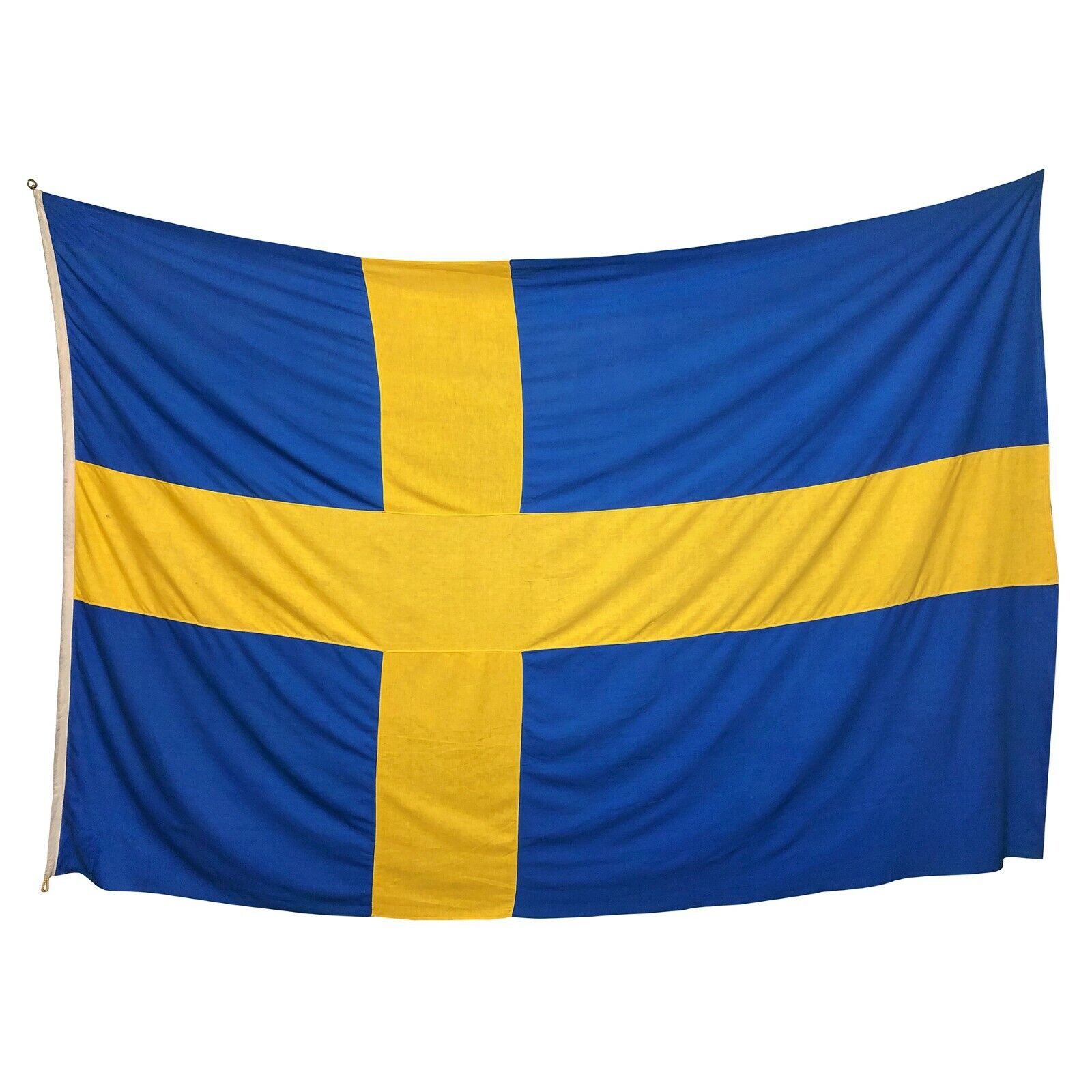 XL Vintage Cotton Swedish Flag Sewn Cloth Old Scandinavia Sweden Textile Art