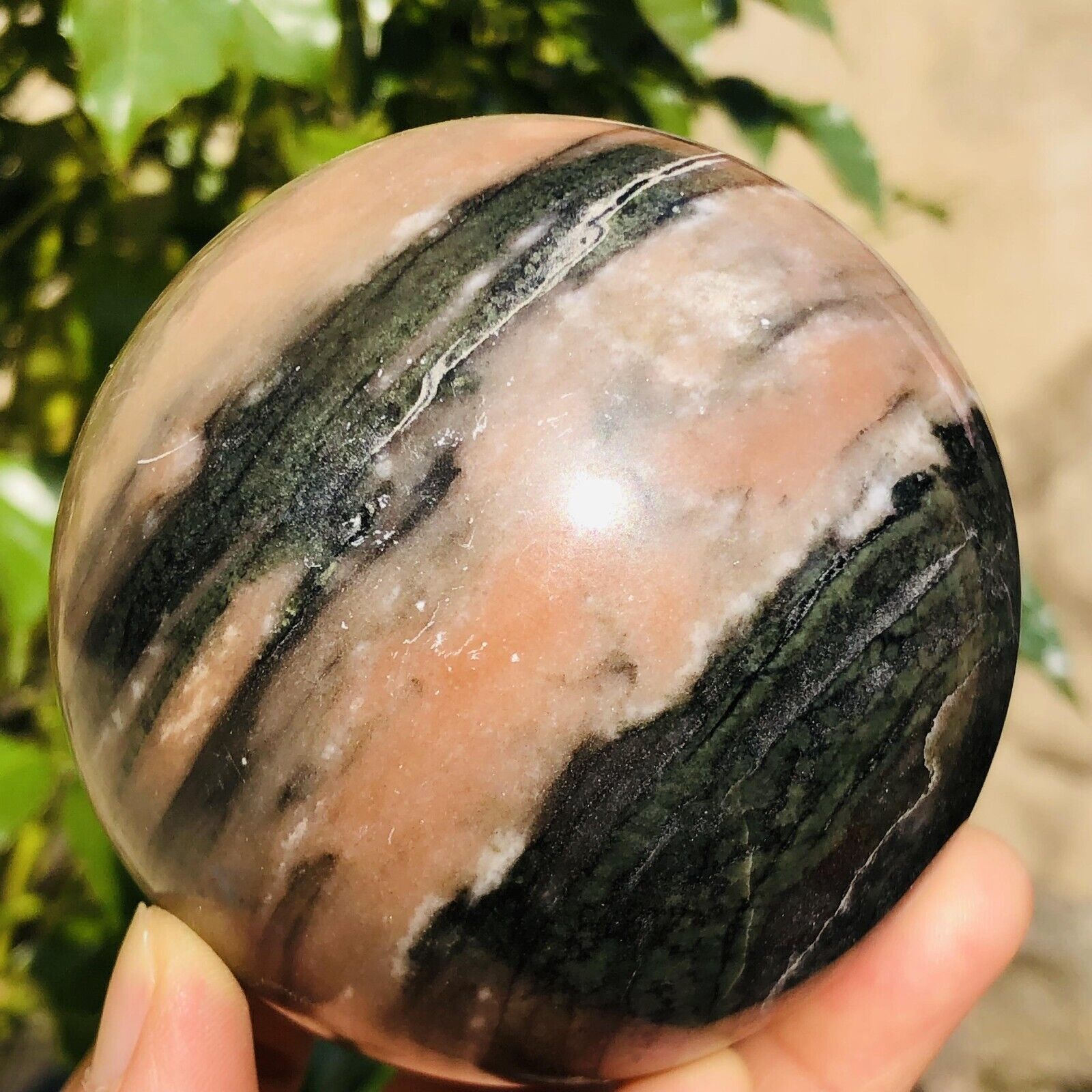 1.74LB  Natural Sunstone Ball Quartz Crystal Sphere Polished Healing Stone Decor