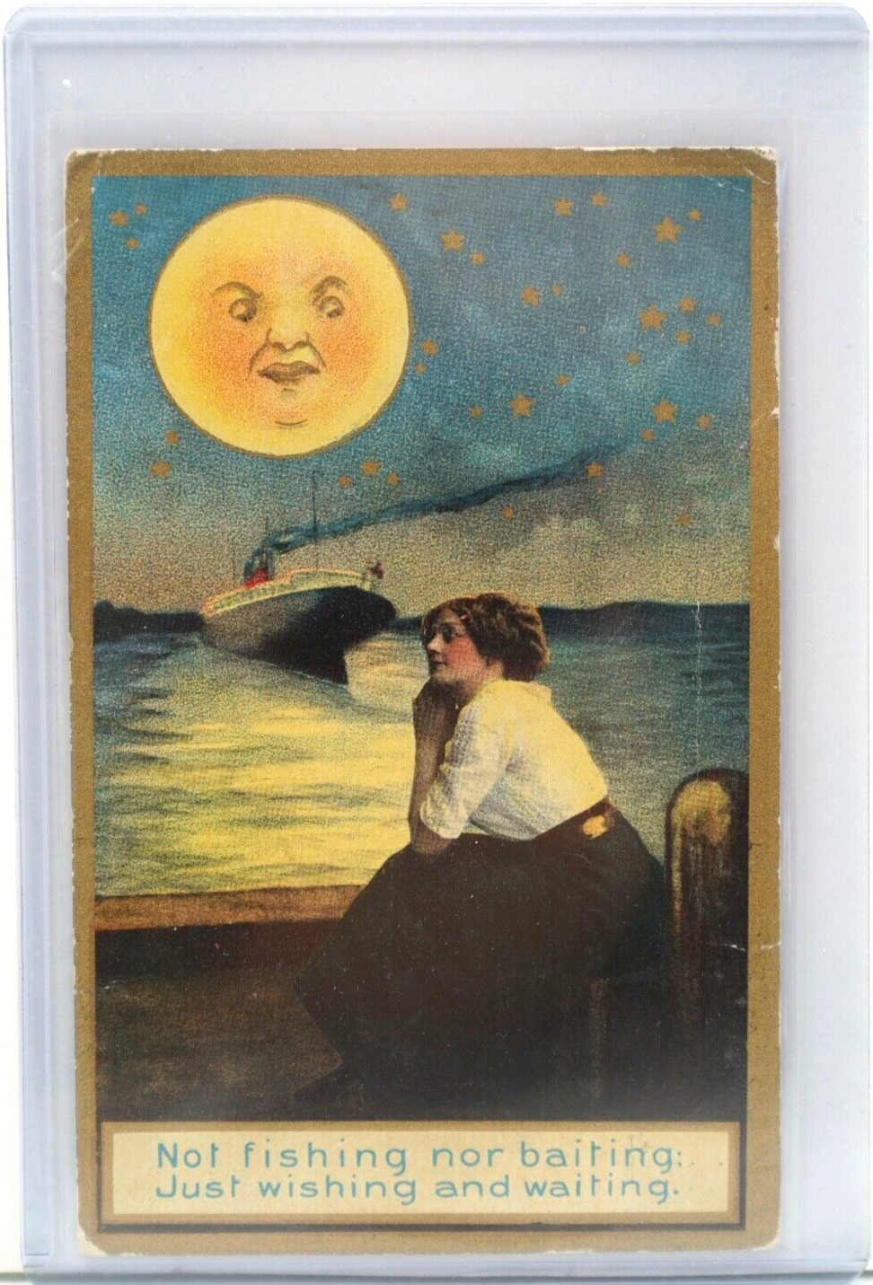 Rare 1911 Nov 3 Pre Voyage Titanic Antique Postcard - A Starry Night -