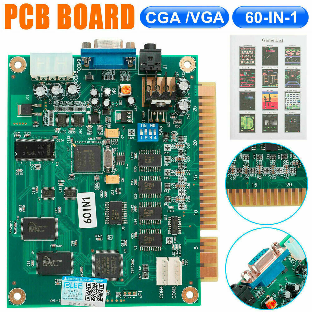 60 In 1 Multicade PCB Board CGA/VGA Output for Classic Jamma Arcade Video Game