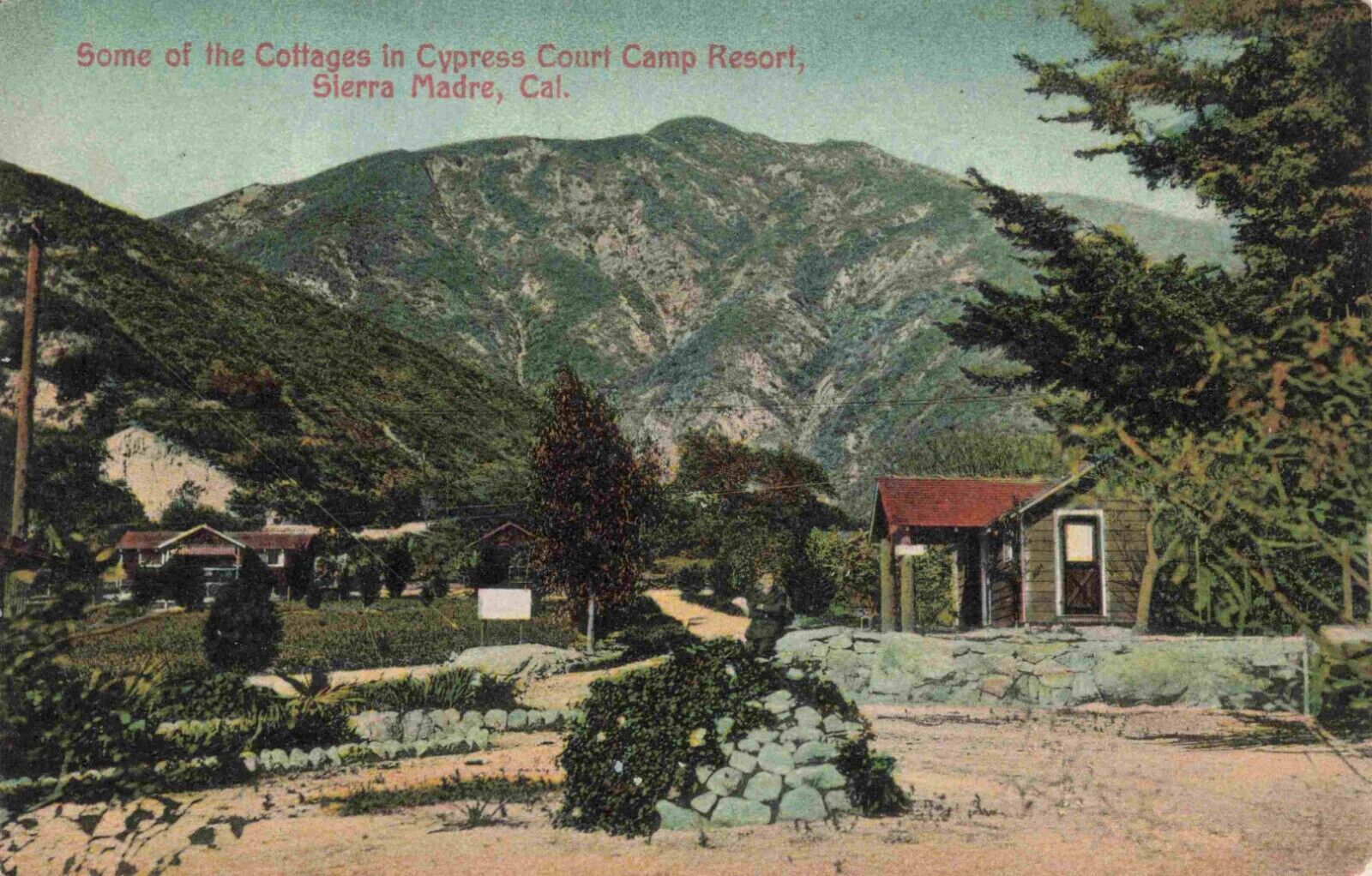 c1909 Cypress Court Camp Resort Sierra Madre Los Angeles California CA Postcard