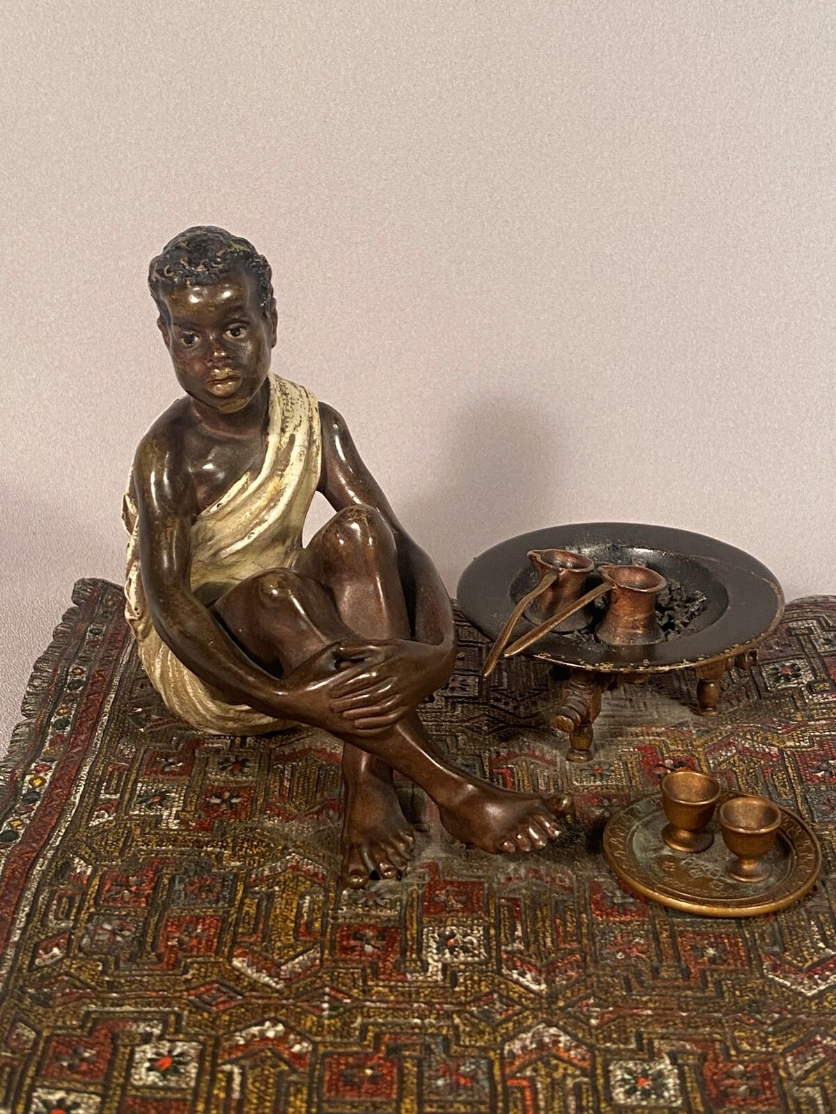 Antique Orientalist Bergman Vienna Bronze Coffee Seller