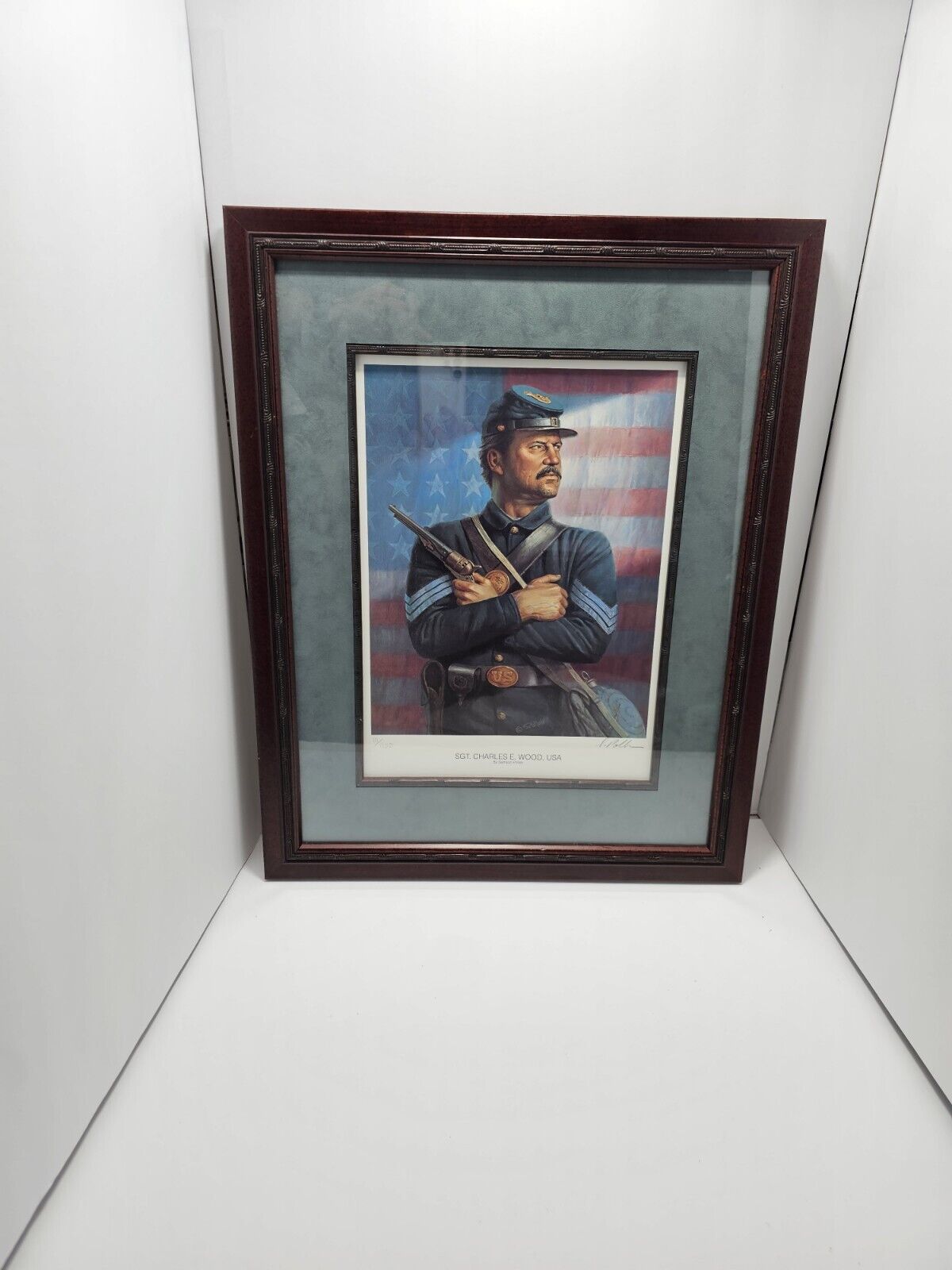 Sgt. Charles E Wood Samson Pollen Framed Limited W/ COA Lithograph Civil War 