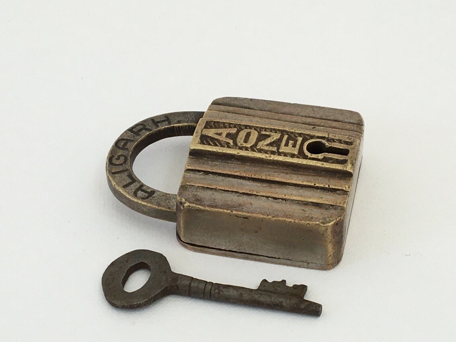 Lock Old Vintage Brass Padlock Lock With Key Rich Patina Collectible Aone 
